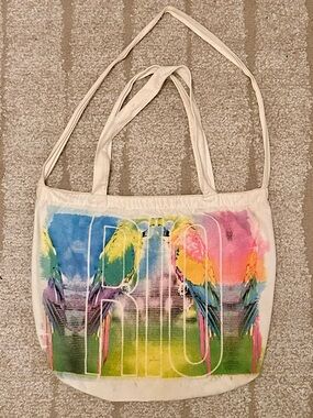 American Eagle Outfitters Rio De Janeiro Cream Canvas Tote Bag